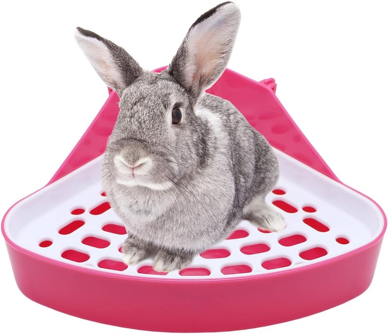 Litewoo Rabbit Litter Box Toilet Bunny Corner Litter Pan Pet Toilet Potty for Guinea Pigs Hamster Chinchilla Ferret Rabbit Small Animal (Pink) - Image 1